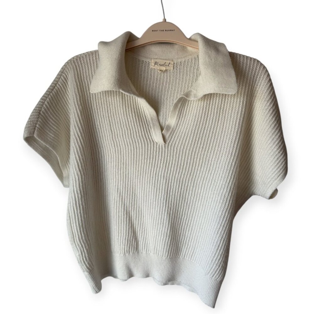 Marled White Collared Sweater Top – Size XL